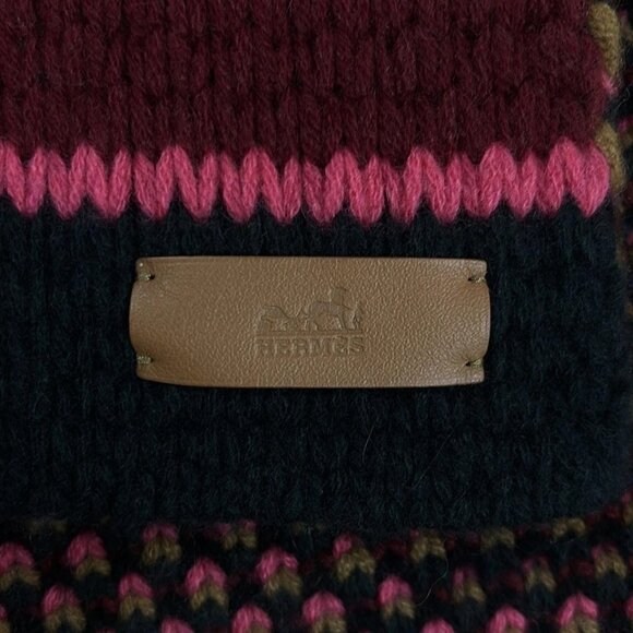 HERMES - Pink Bordeaux Multi Cashmere Scarf 501-032625 - Picture 5 of 7